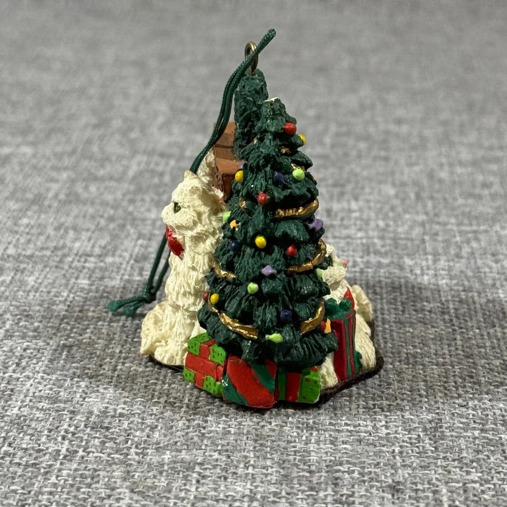 VTG Fancy Feast Cat Ornament 1993 White Persian Fireplace Christmas Tree Kitsch
